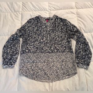 Vince Camuto size small sheer leaf print long-sleeved blouse